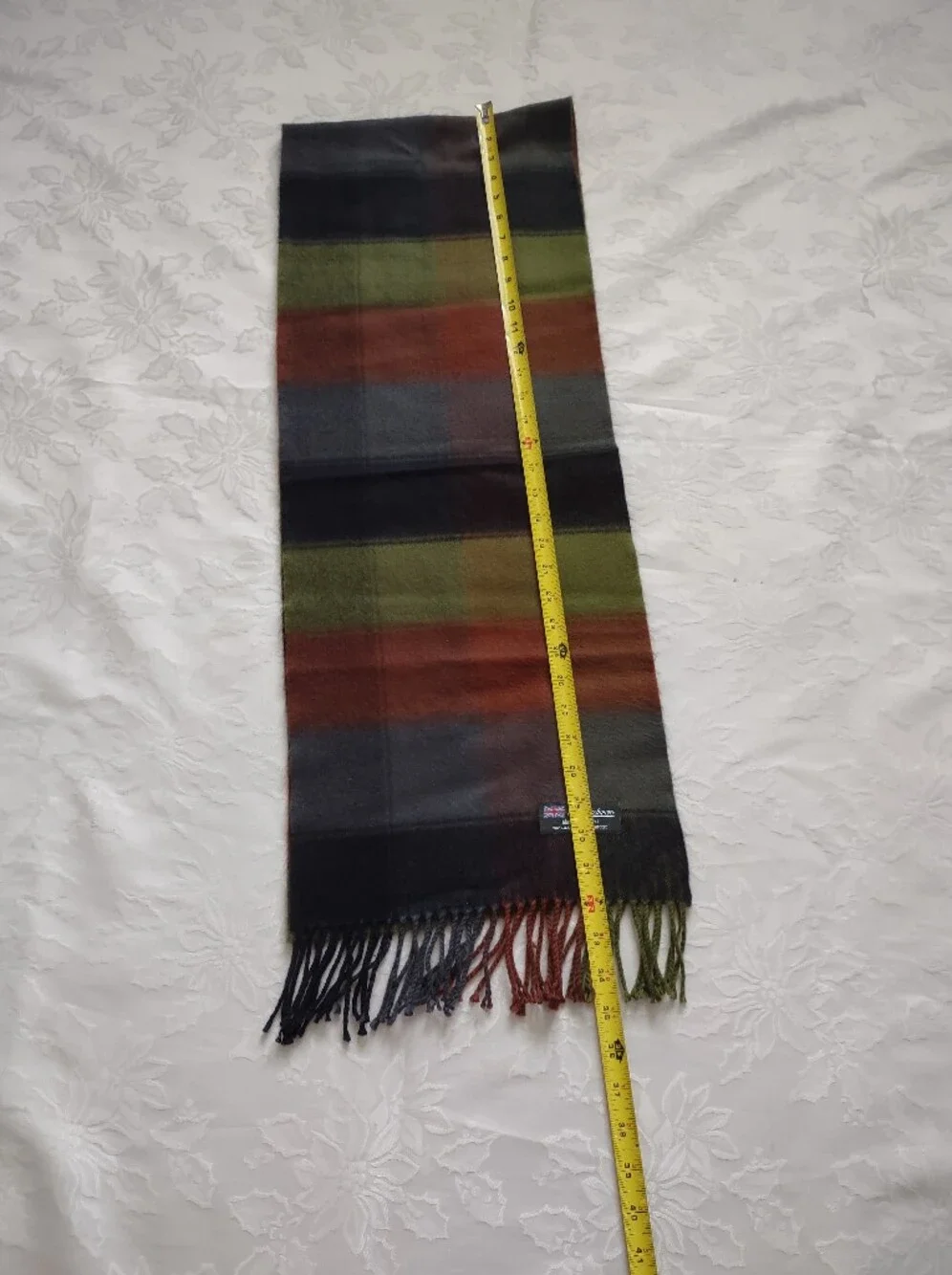Cashmere Scotland Earthy Colors Scarf With Fringe
